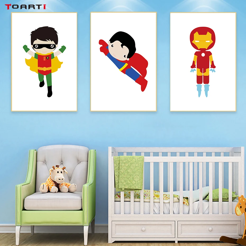 Cartoon Prints Posters Iron Man Hulk Canvas Painting On The Wall Funny Character Art Pictures For Living Room Nursery Home Decor (3)