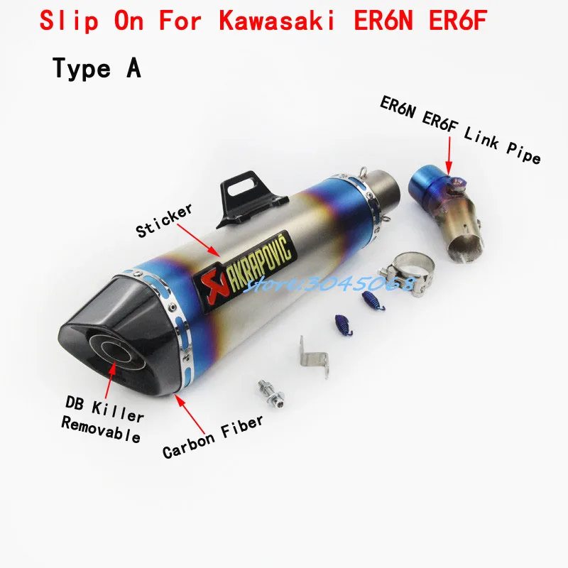 

ER6F Motorcycle Exhaust Middle Pipe Steel Link Pipe Motorbike Muffler With Sticker DB Killer For KAWASAKI ER6N Ninja650 2 Holes