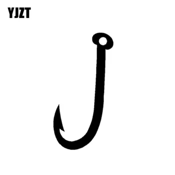 

YJZT 5.6cm*11cm Cartoon Fun FISH Hooks Vinyl Car-styling Car Sticker Decals Black Silver C11-0026