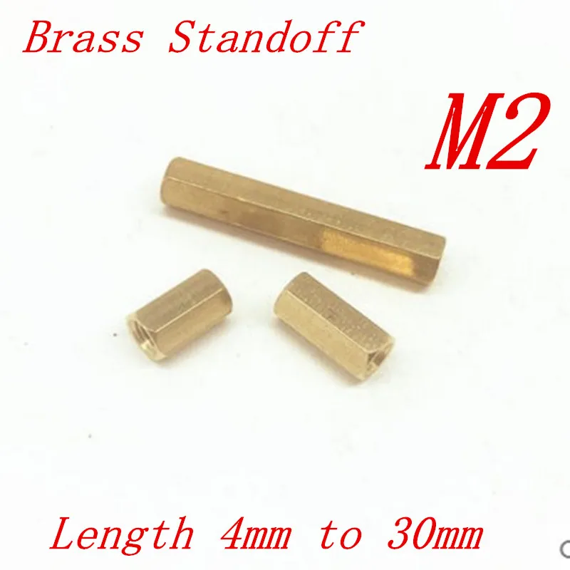 100pcs/lot M2*L 2mm Brass Standoff Spacer Female Female M2 Brass