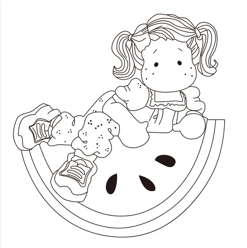 

10x10 Girl watermelon Transparent Clear Silicone Stamp Seal for DIY scrapbooking photo album Decorative clear stamp