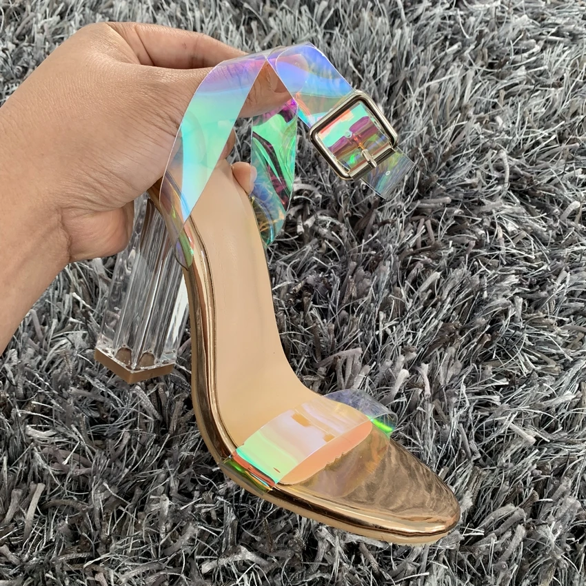 Ceny 2019 lato pcv przezroczyste Strappy wysokie obcasy buty damskie sandały Peep Toe Sexy Party kobiece buty damskie kobieta Sandalias