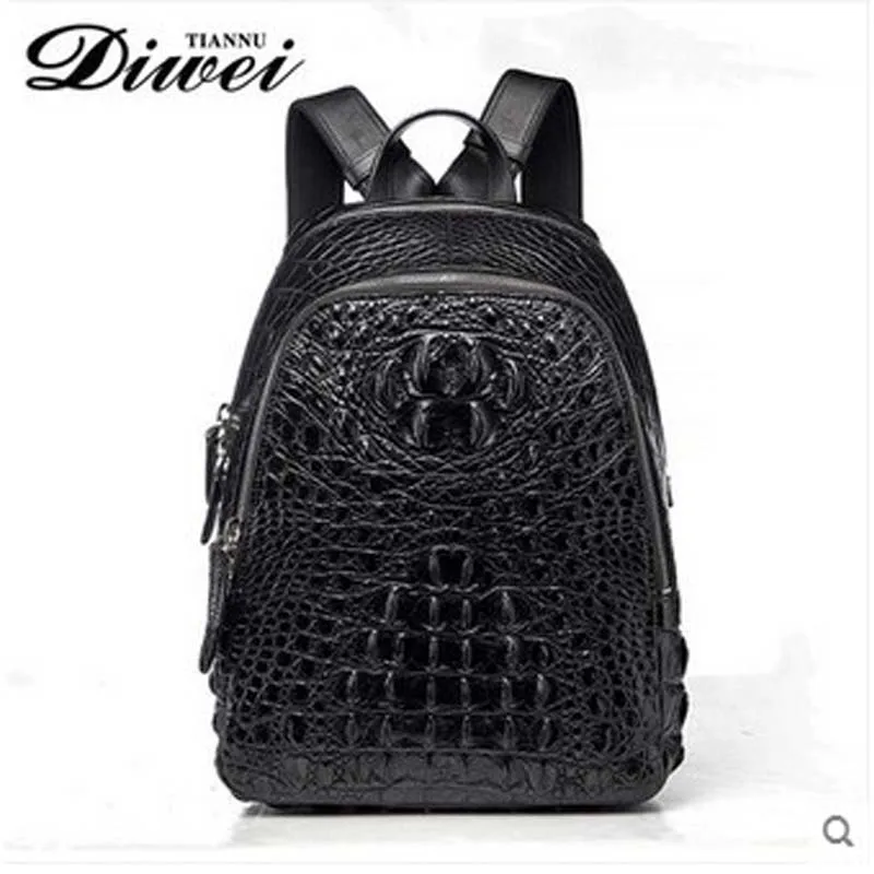 

diwei 2019 new hot free shipping crocodile leather male bag leisure men women backpack personality quality goods female bag