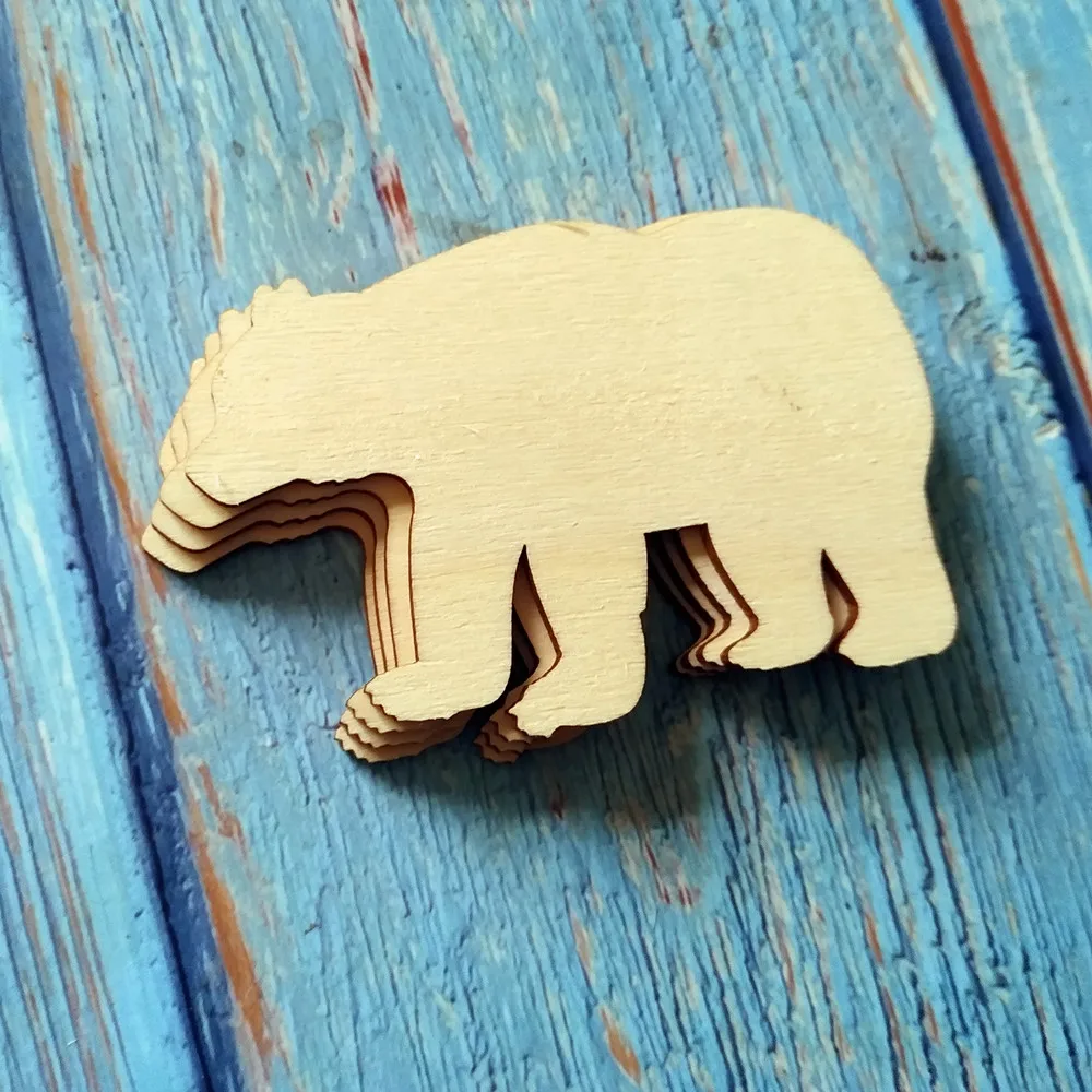  Small Wooden Bears Lasercut Guestbook Invitations Decoration Wood Bears Wedding Decor Drop Box Shap - 32968822757