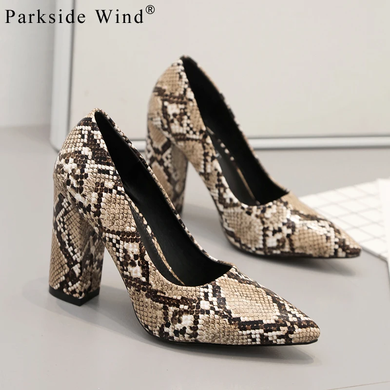 

Parkside Wind Snake Women Pumps Pointed Toe Thick Heel High Heels Shoes Woman Fashion Spring&Autumn Slip-on Ladies Shoes C3441-5