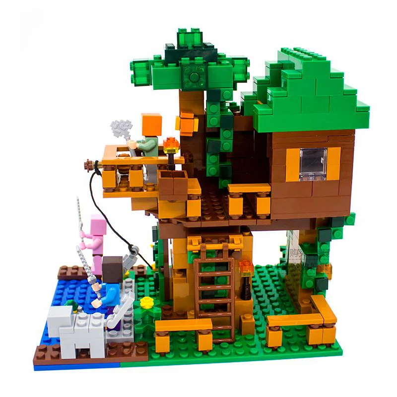 Модель Строительство комплекты совместимые с лего 18009 мой мира MineCraft джунглей Tree