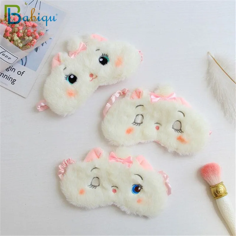 Babiqu 1pc 19cm Funny Creative Marie Cat Eye Mask Cover Cartoon Animal Plush Sleeping Mask Cute Anime Birthday Gift For Travel