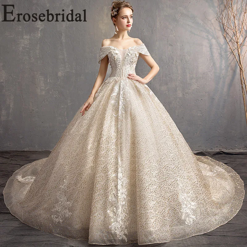 Женское бальное платье Erosebridal кружевное ручной работы с длинным шлейфом 2019 |