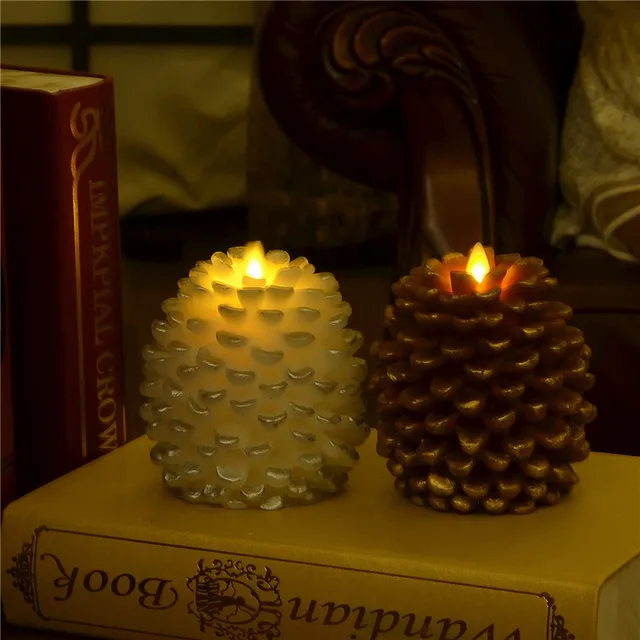 Luminara Art Pine Cone LED Candle Flameless Battery Operated Lamp Candle Light with Timer For