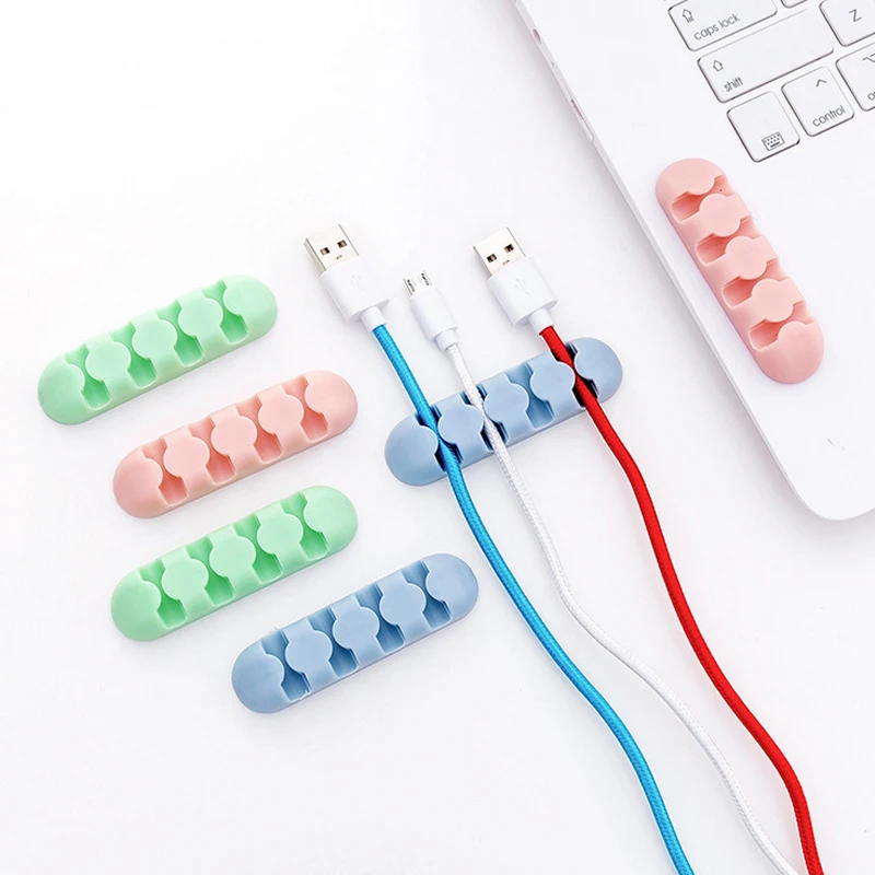 

Multipurpose Desktop phone Cable Winder Earphone clip Charger Organizer Management Wire Cord fixer Silicone Holder 4 slot Strip