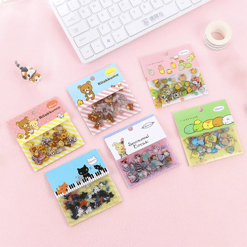 

80Pcs/pack Japanese Sumikko Gurashi Sticker Scrapbooking Kawaii Mini Cartoon DIY Journal Decorative Adhesive PVC Label Supplies