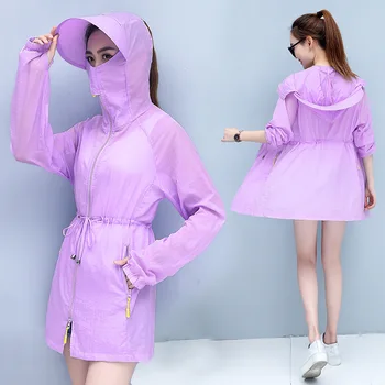 

Female Summer Sun-proof Coats 2019 Ladies Fashion Sweet Anti-ultraviolet Coats Super Light Thin Anti-UV Womens Sunscreen Trench