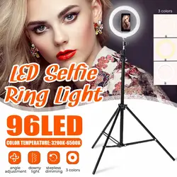 3 цвета 96 Светодиодный Selfie кольцо свет 6500 K студийная фотография фото заполняющее кольцо свет с треногой для iphone смартфон макияж