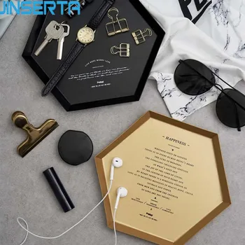 

JINSERTA Metal Serving Tray Jewelry Display Plate Cosmetic Organizer Desktop Sundries Tray Restaurant Hotel Cafe Decor