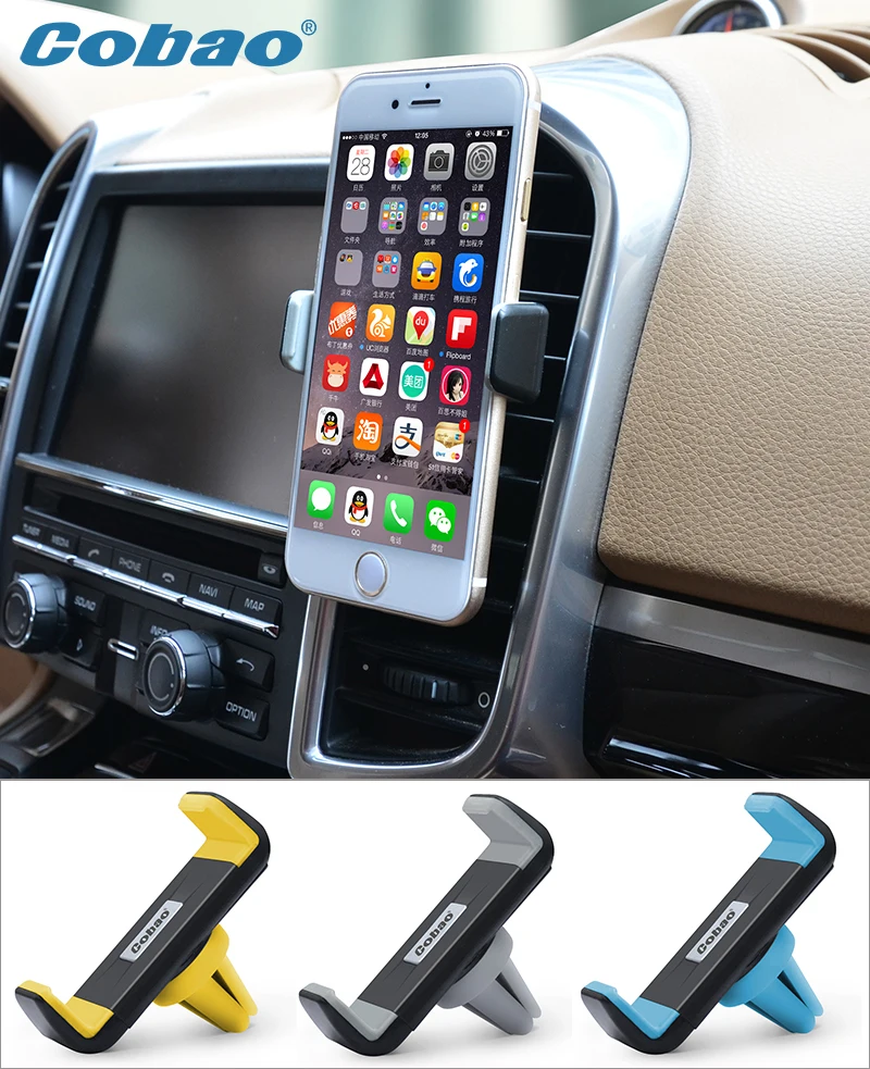 Universal car mobile phone holder stand air vent mount holder for Iphone 5 5s 6 6s plus Galaxy S5 S6 S7 Cobao brand 360 rotating