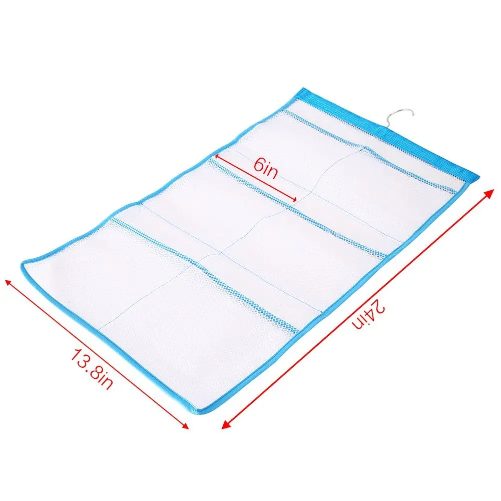 Домашняя сумка для хранения 61x35 см, 6 карманов, для дома, ванной комнаты, синяя Сетчатая Сумка, для душа, для ванны, подвесной органайзер, Сумка Для Хранения Caddy