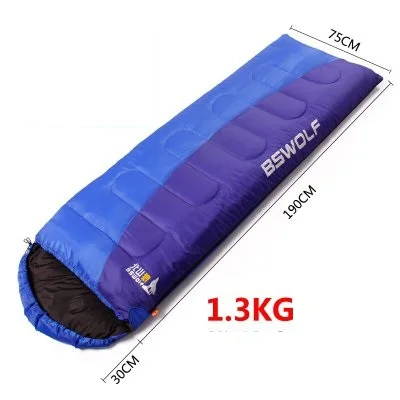 BSWolf Сверхлегкий хлопковый спальный мешок для кемпинга, зимний осенний конверт с капюшоном, Вакуумная кровать для кемпинга, аксессуары для кемпинга - Цвет: blue 1300g