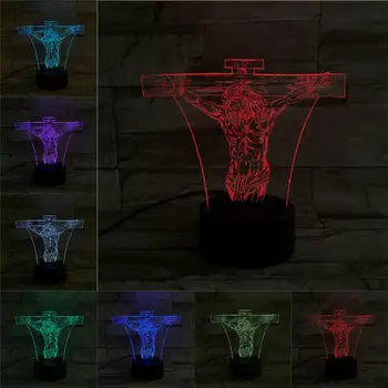 

Jesus Christ Jehovah 3D LED Bulb Touch Lamp Creative Birthday Holiday Gifts White Black Lava Base Night Light