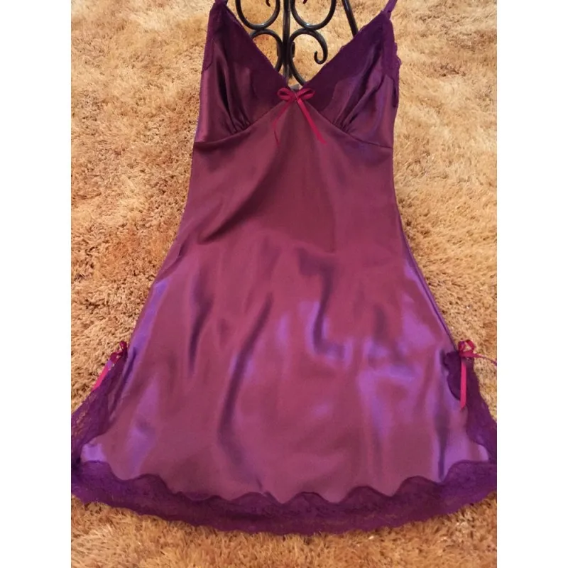 Сексуальная шифоновая одноцветная одежда для сна вечернее платье женский шелковый атлас Ночное платье без рукавов с v-образным вырезом кружевное ночное белье спортивный костюм
