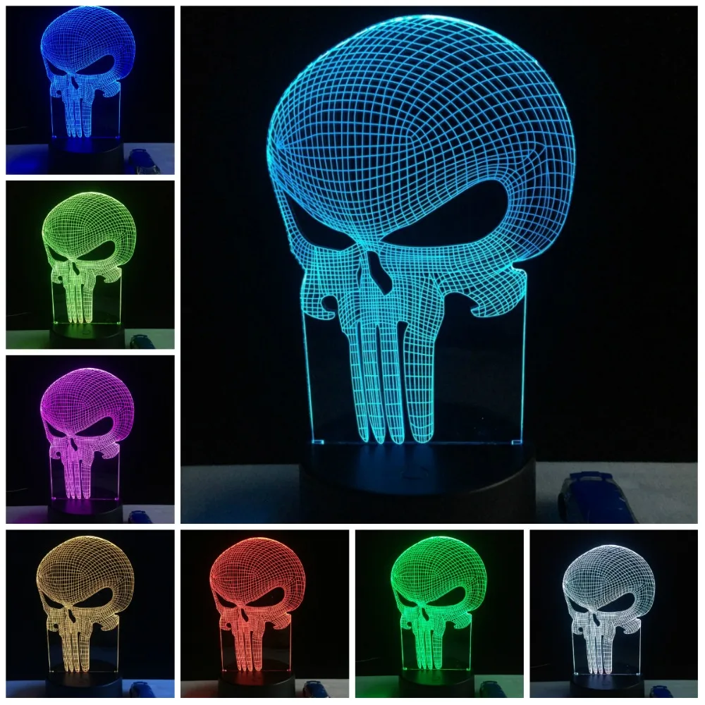 СВЕТОДИОДНЫЙ 3D светильник Eagle Skull Alien лампа USB RGB ночник разноцветный настольная