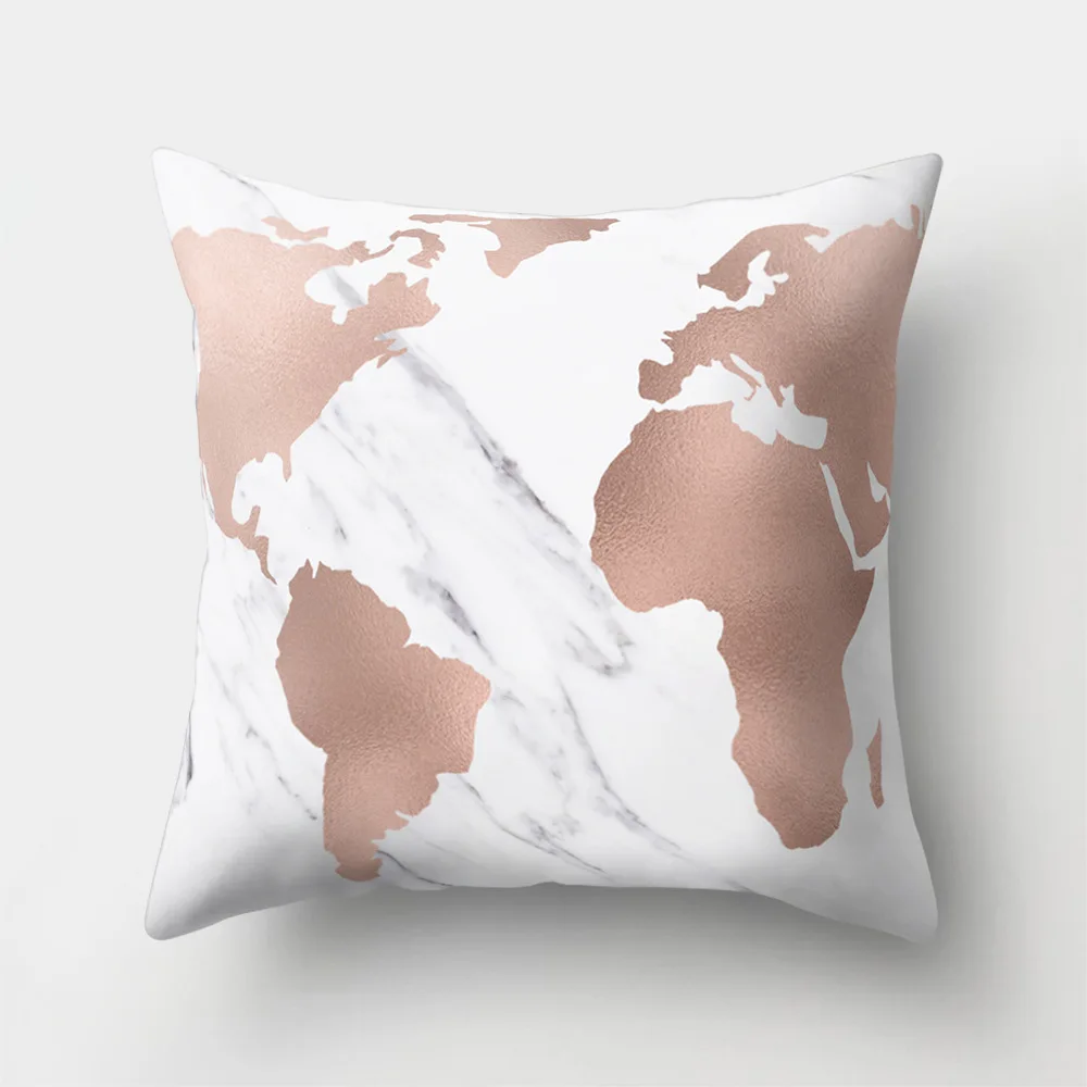 World Map Printed Custom Sofa Cushion Covers 45x45cm Pink Black and White Cover for Pillow Vintage Home Decoration Accessories - Цвет: World Map 16