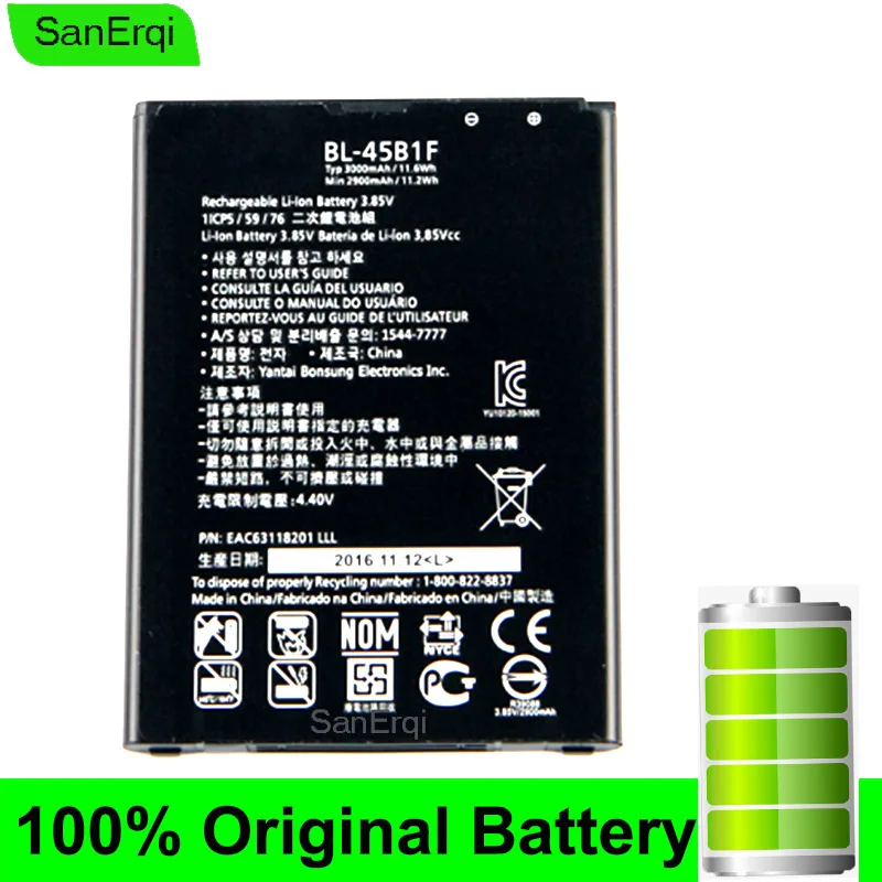 

BL-45B1F Battery For LG V10 H968 H961 BAK-110 F600 BL 45B1F H901 H900 Full Capacity 3000mAh SanErqi