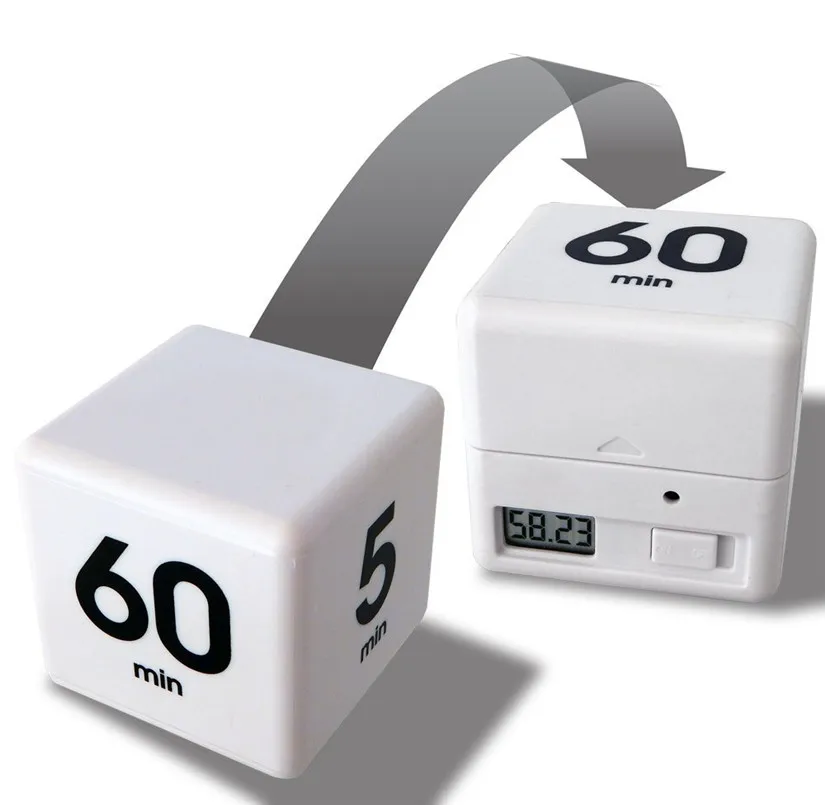 Часы Таймер Будильник куб цифровой 5,15, 30,60 минут управление временем белый для кухни детей для спорта
