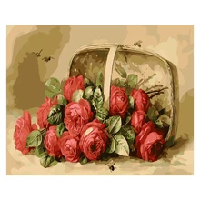 Корзина с красными розами ручной работы Краска высокого качества Холст Красивая краска ing по номерам Сюрприз подарок большое удовлетворение