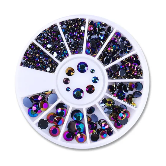 1 коробка 4 мм Красочные Стразы 3D украшения ногтей Bling Crystal супер блестящие плоские острые верхние шпильки для УФ гель для ногтей в колесо - Цвет: 16674