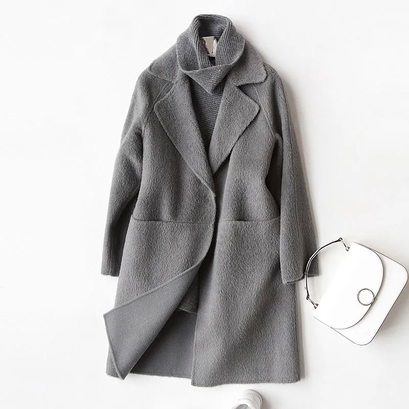 

2018 New Wool Coat Women Fashion Autumn Winter Cashmere Coat Female Turn Down Collar Jackets Overcoat Casaco Feminino F0140
