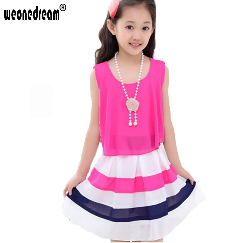 

WEONEDREAM Girl Dresses Summer 2017 Chiffon Stripe Party Dress Princess Dresses Baby Girls Boutique Dresses Toddler Girl Clothes