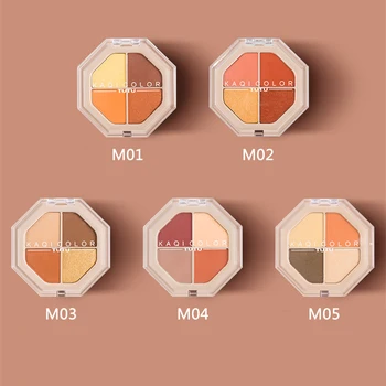 

4 Color Shimmer Matte Eyeshadow Palette Earth Color Red Eye Shadow Natural Pigment Waterproof Long Lasting Beauty Cosmetic Kits