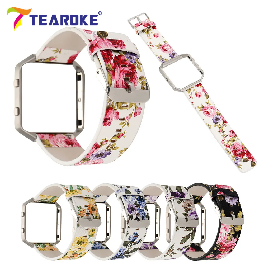 

Flower Painted Leather Watchband with Protective Frame Case for Apple Watch 38mm 42mm Fresh Natural Style Women Men Band Strap