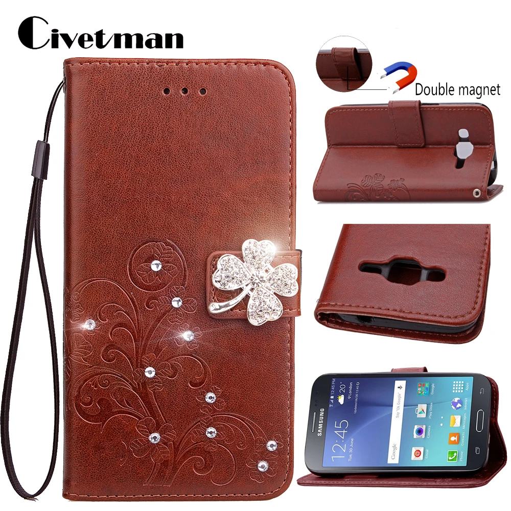 

Cover Phone Case For Samsung Galaxy J2 SM j200 J200F J200Y J200G J200H Flip PU Leather TPU Shell Diamond Holster Bag Card Holder