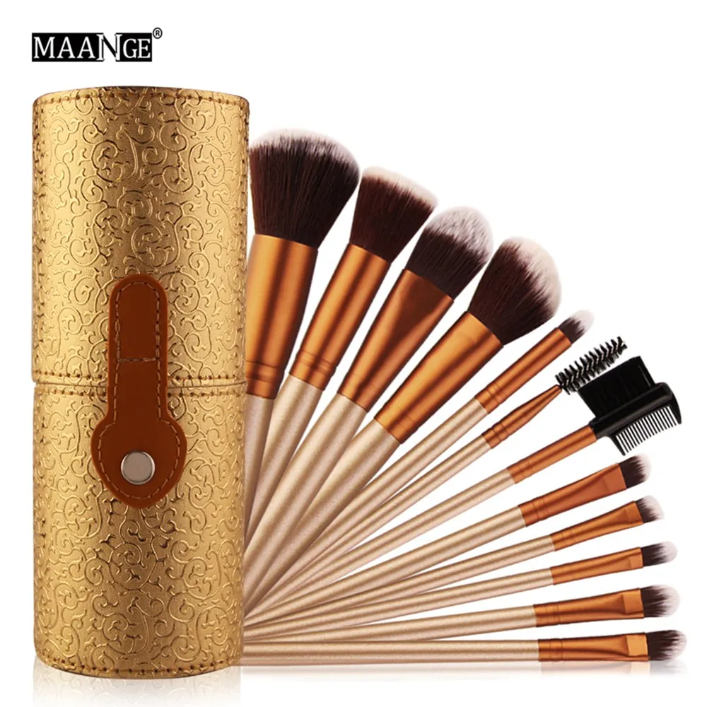 MAANGE 12pcs Professional Cosmetic Makeup Brush Set Beatuy