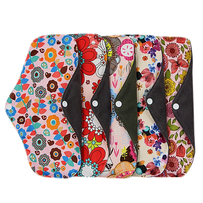

5pcs/lot Random Washable Sanitary Towel menstrual pads reusable sanitary pad absorbent reusable charcoal bamboo menstrual pads