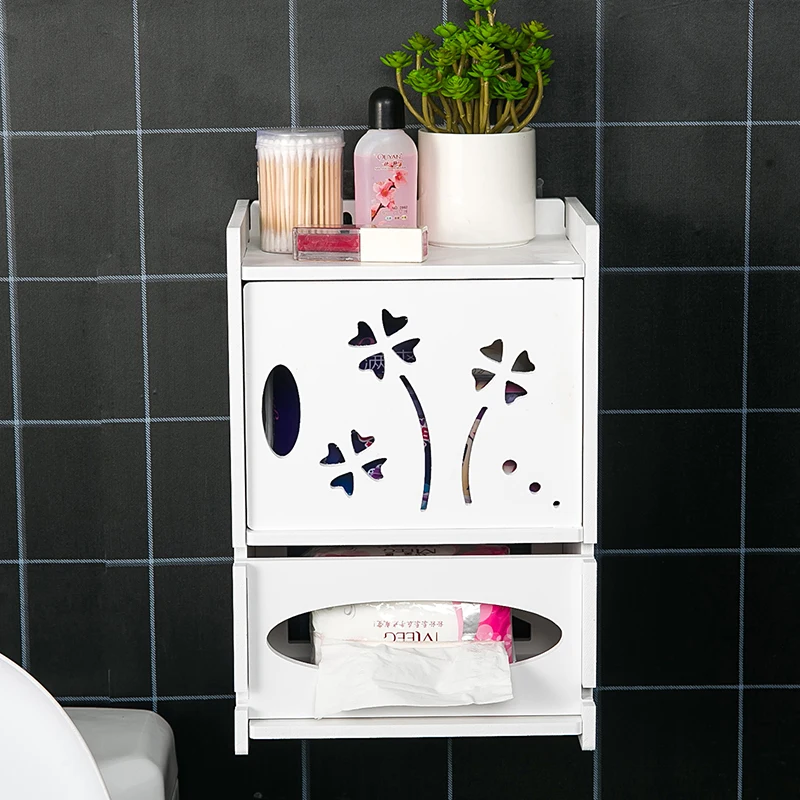 

Punch-free Toilet Tissue Box Waterproof Wall-mounted Bathroomshelves Simple Paper Tray Rack Box Bathroom Shelf Organizer
