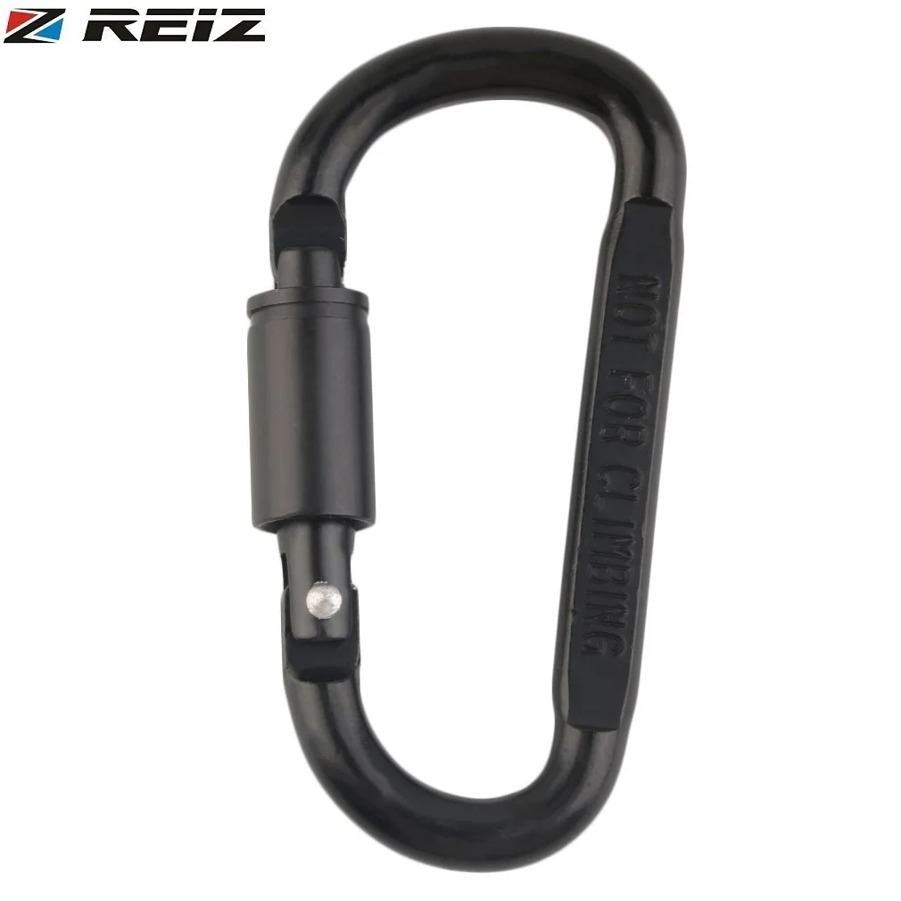 

REIZ Black Camping Carabiner Aluminum Alloy Carabiner Hiking D-Ring Keychain Clip Hook Buckle Sport Hot Sale not for climbing