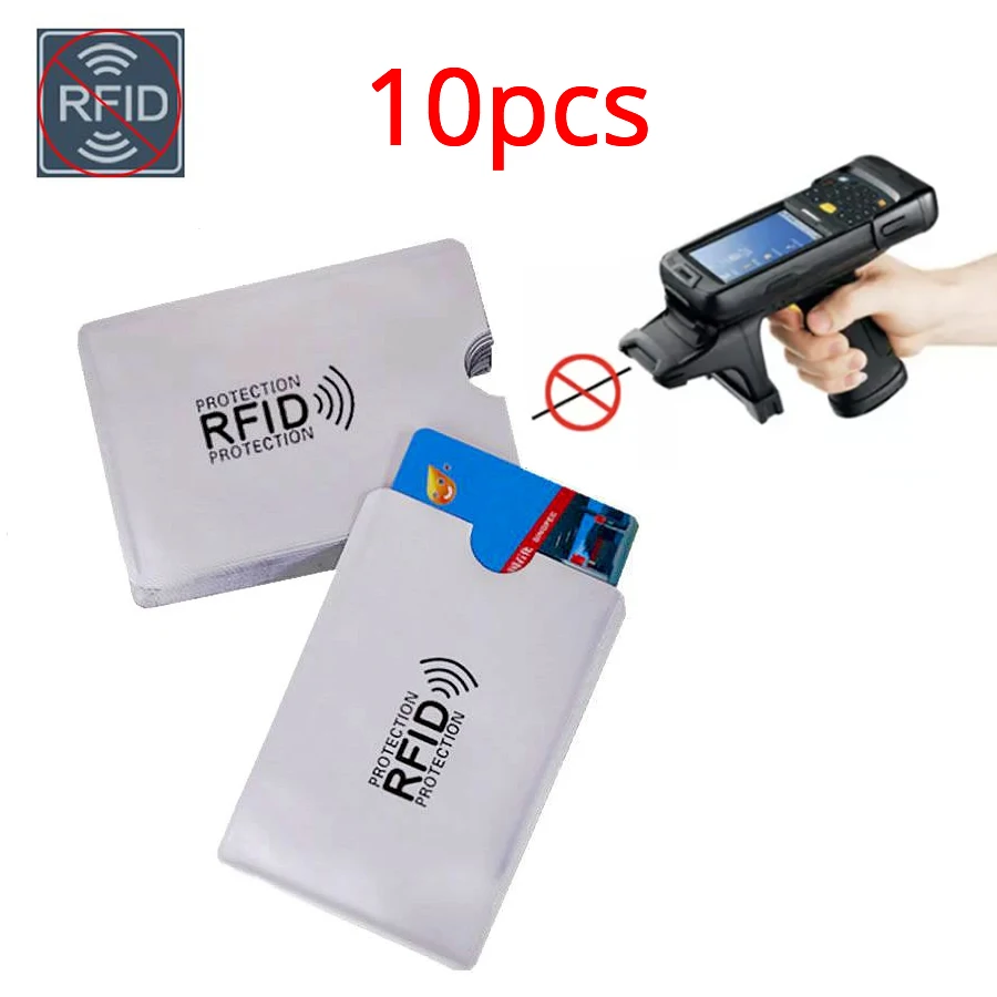 

10PCS Anti Rfid Wallet Blocking Reader Lock Id Bank Card Holder Bank Card Case Protection Metal Credit Card Holder Aluminium