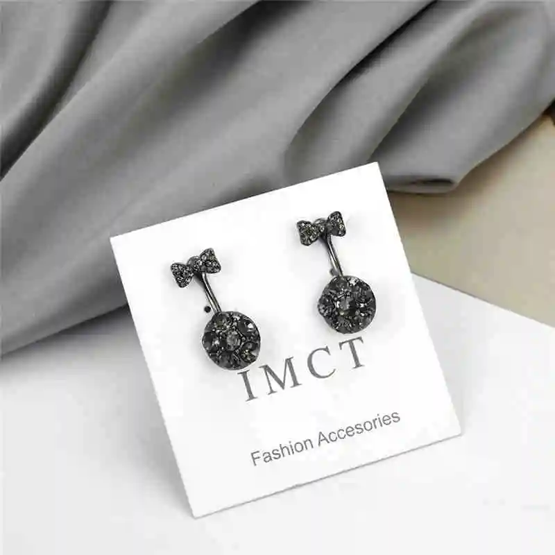 

Black color Crystal Earrings Bow knot Design Personalized Cute Rhinestone Earrings Statement Earrings Gift For Girl Wholesale