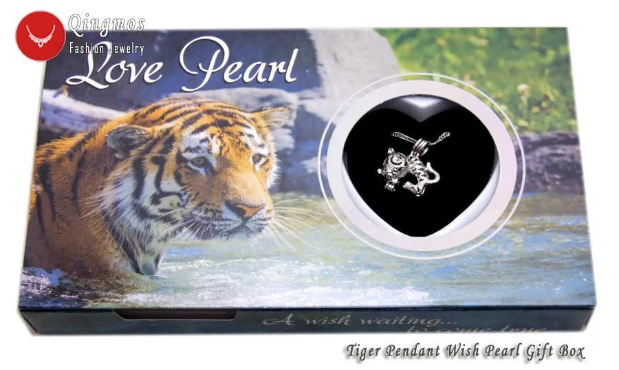 Qingmos Трендовое желанное жемчужное ожерелье 20*25 мм с жирафом клетка Чокеры для женщин& Oyster Love жемчужное ожерелье и ожерелье Chain-who3650 - Окраска металла: Tiger