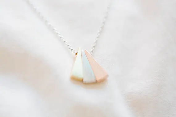 

New 3 Color Triangle Necklaces Bridesmaid Gift Minimal Small Unique Pendant Long Chain Dainty Cool Simple Jewelry