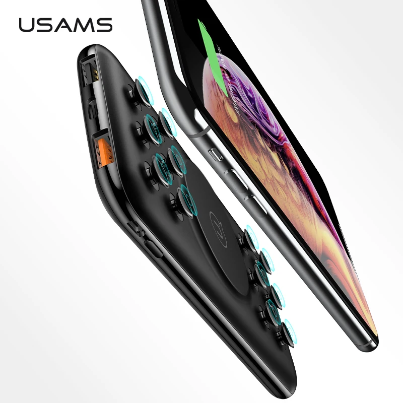 

USAMS Power Bank 10000mAh QC3.0 PD3.0 Fast Charging Wireless Power Bank With Suction Cup for iPhone Xiaomi External Powerbank