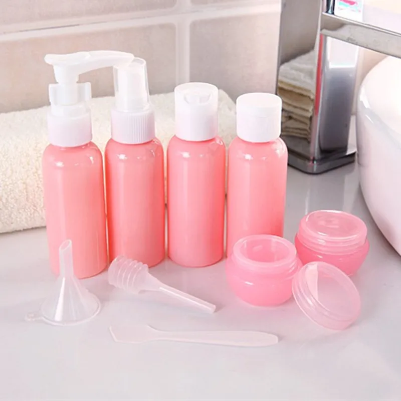 9Pcs/set  50ML Transparent Cosmetics Bottles Portable Travel Makeup Cream Pressed Perfume Clear Spray Refillable Bottles
