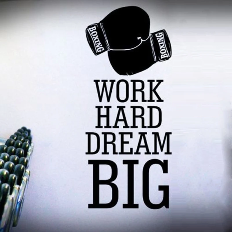 Большие боксерские перчатки Work Hard Dream съемные настенные наклейки для фитнеса