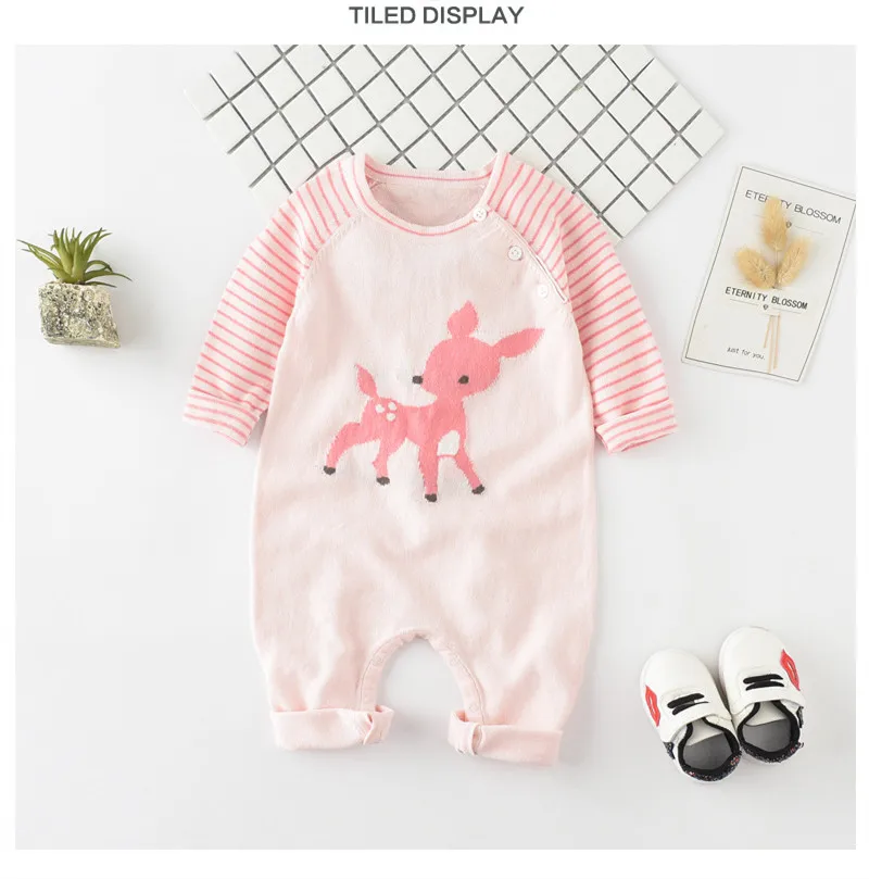 Kid Baby Girl Overalls cartoon deer pattern Jumpsuit Knitted Romper Long sleeve Pants Outfit Clothes 2018 NEW autumn Christmas (6)