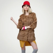 Новая шуба из натурального кроличьего меха, женское длинное меховое пальто с рукавом три четверти, зимняя меховая куртка, Индивидуальный размер,, F590