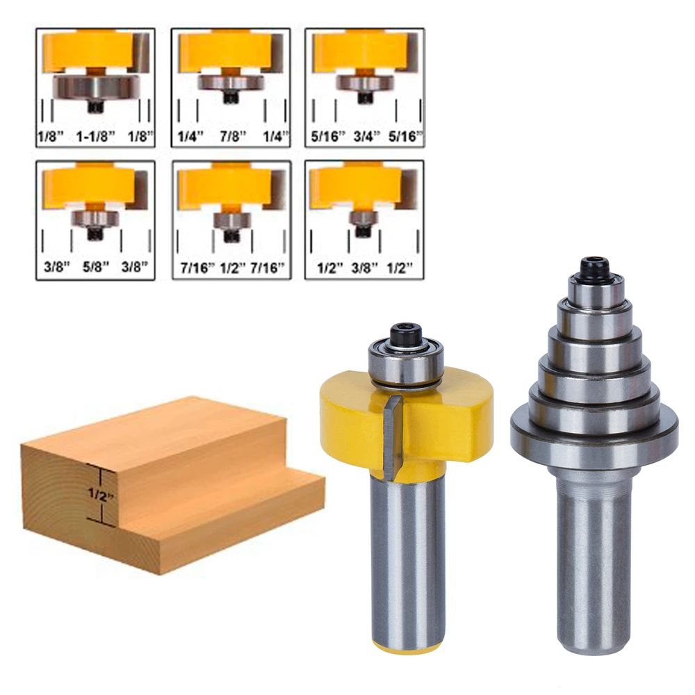 

2 Pcs/Set Type T 5 knife bearing combination cutting tenon woodworking cutter Router Bit For solid wood Particle Board
