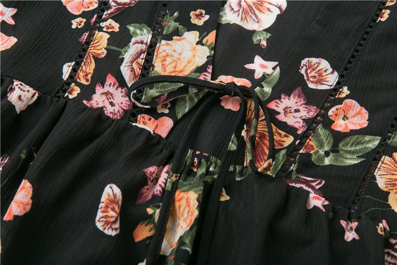 BONGOR LUSS Autumn Floral Print Deep V Neck Chiffon Dress Three Quarter Butterfly Sleeves Sexy Women Party Dresses Mini Dress (9)