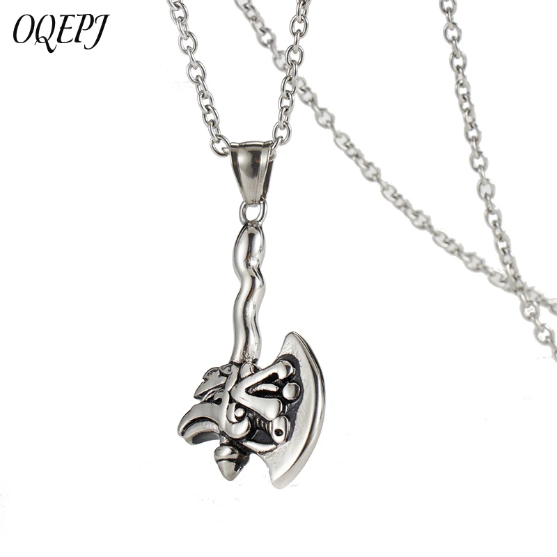 

OQEPJ Domineering Exaggerated Dragon Axe Personality Necklace&Pendant Stainless Steel Retro Animal Necklaces Jewelry For Men